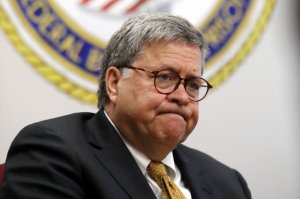 FILE - In this July 8, 2019 file photo, Attorney General William Barr speaks during a tour of a federal prison in Edgefield, S.C. The Justice Department says it will carry out executions of federal death row inmates for the first time since 2003. The announcement Thursday says five inmates will be executed starting in December. (AP Photo/John Bazemore)