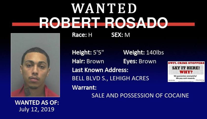 Wanted Lee County man, Robert Rosado, 22. (Credit: SWFL Crime Stoppers)