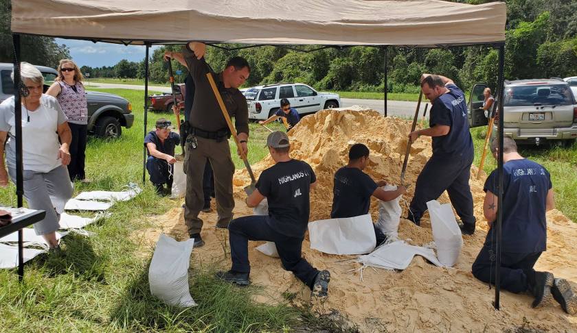 Sandbags being filled in Highlands County ahead of Tropical Storm Dorian. Aug. 27, 2019 (Highlands County Sheriff's Office)