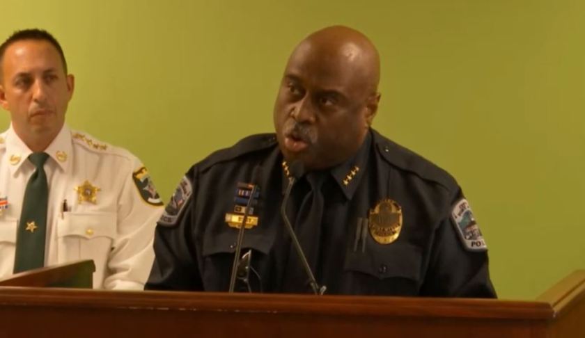 Fort Myers Police Dept. Chief Derrick Diggs speaks in a press conference on Thursday afternoon. (Credit: WINK News)