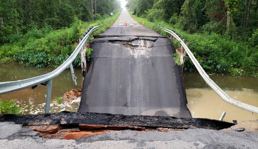 Collapsed bridge. (Credit: Decatur County Sheriff’s Office)
