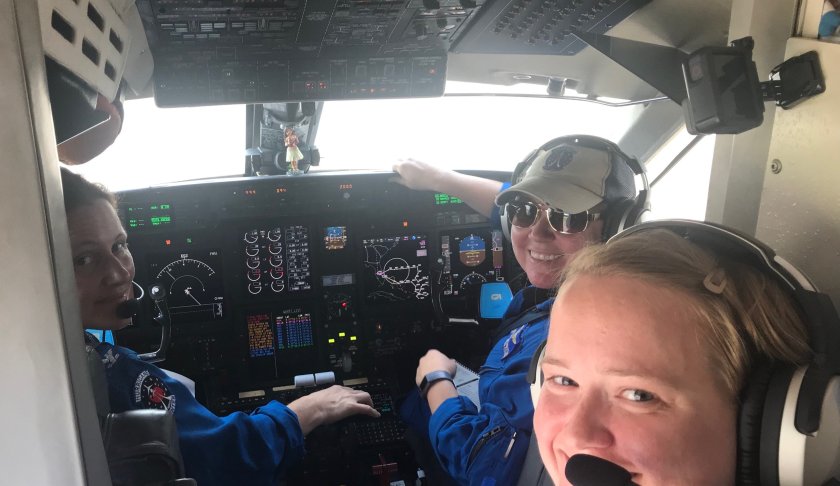 NOAA49 prepares for a Hurricane Dorian reconnaissance mission with the first all female three-pilot flight crew (NOAA Aircraft Operations Center)