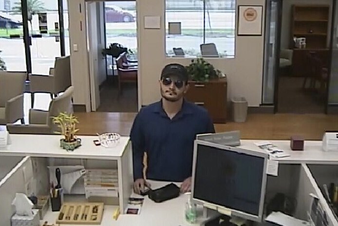 Suspect in the bank robbery. (Credit: SWFL Crime Stoppers)