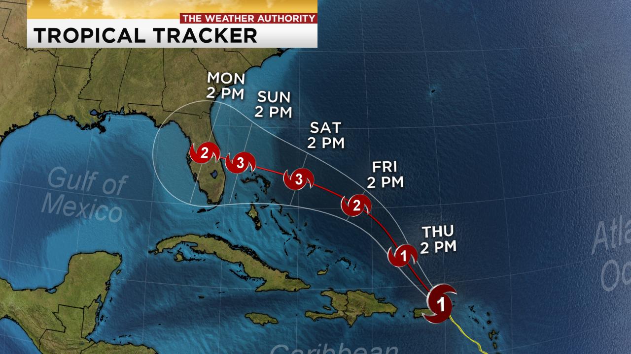 Dorian strengthens to hurricane, could be Cat. 3 approaching U.S.