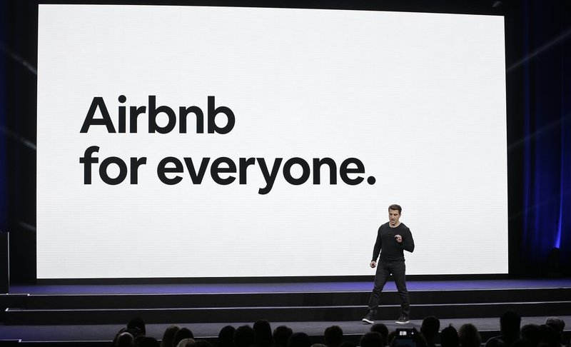 FILE - In this Feb. 22, 2018, file photo, Airbnb co-founder and CEO Brian Chesky speaks during an event in San Francisco. Home-sharing company Airbnb Inc. says it will go public in 2020. It’s a long-awaited move for the company, which was founded in 2008 in San Francisco. (AP Photo/Eric Risberg, File)