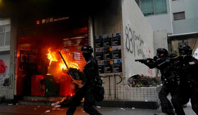 Clashes flare in Hong Kong ahead of anniversary of communist rule in China. (Credit: CBS News)