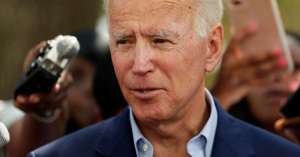 Democratic presidential candidate former Vice President Joe Biden speaks to members of the media following a visit with students on the campus of Texas Southern University Friday, Sept. 13, 2019, in Houston. (AP Photo/Eric Gay)