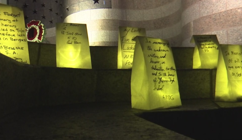 Luminaries lit in Naples honoring the victims on Sept. 11, 2001 in the New York City terrorist attacks. (Credit: WINK News)