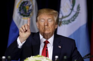 President Donald Trump speaks at a multilateral meeting on Venezuela in New York, during the United Nations General Assembly, Wednesday, Sept. 25, 2019. (AP Photo/Evan Vucci)