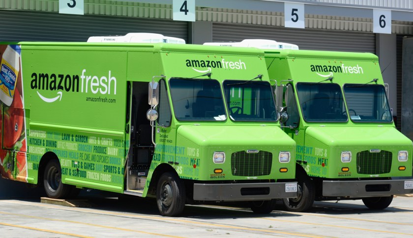 Amazon Fresh delivery vans. (Credit: CBS San Francisco)
