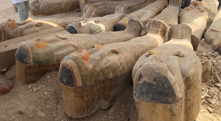 Egypt uncovers 30 sealed coffins that are estimated to be 3,000 years old and were found with perfectly preserved mummies inside. (Credit: Ministry of Antiquities)