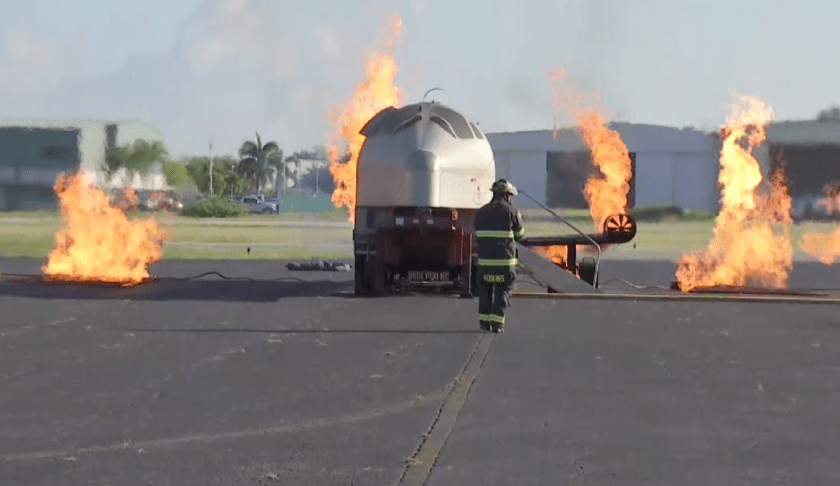 First responder in an emergency training exercise at Naples Airport. (Credit: WINK News)