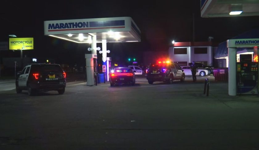 Scene from the Marathon gas station Tuesday evening. (Credit: WINK News)