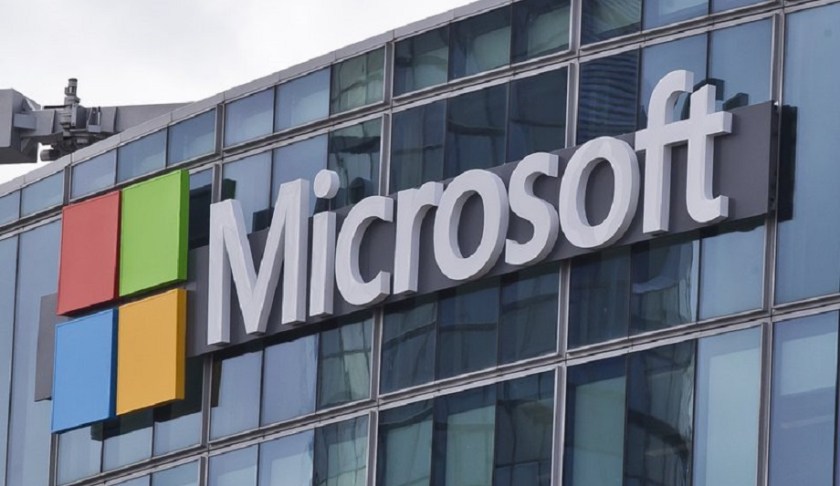 FILE - This April 12, 2016 file photo shows the Microsoft logo in Issy-les-Moulineaux, outside Paris, France. The Pentagon has awarded Microsoft a $10 billion cloud computing contract called JEDI, Friday, Oct. 25, 2019. The contentious bidding process for the contract pitted Microsoft, Amazon and Oracle, among others, against one another. (AP Photo/Michel Euler, File)