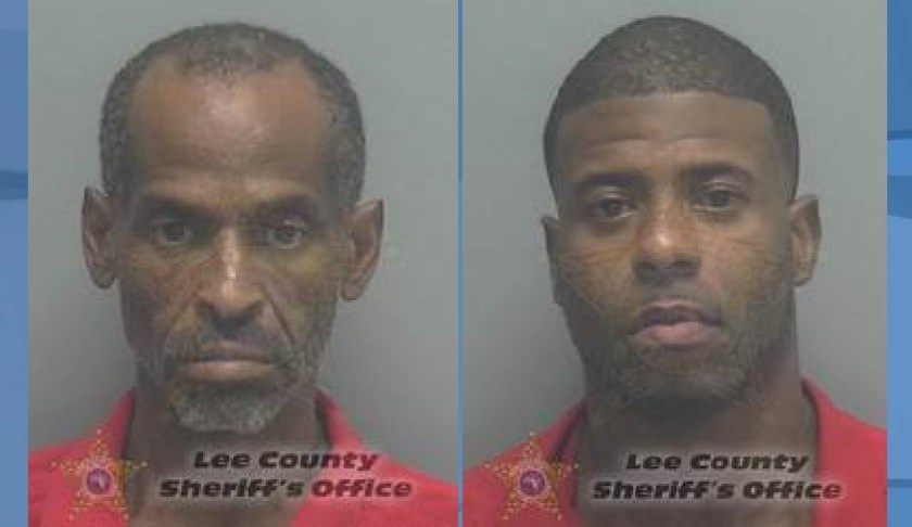 Mugshots of Dwayne Johnson, 56, and Tyrone Samuel, 34. (Credit: Lee County Sheriff's Office)