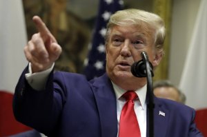 President Donald Trump speaks after a signing ceremony for a trade agreement with Japan in the Roosevelt Room of the White House, Monday, Oct. 7, 2019, in Washington. (AP Photo/Evan Vucci)