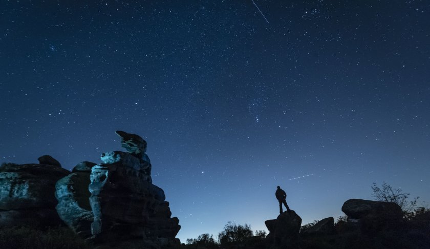 The Orionid meteor shower over Brimham Rocks in Yorkshire, England. (Credit: CNN)
