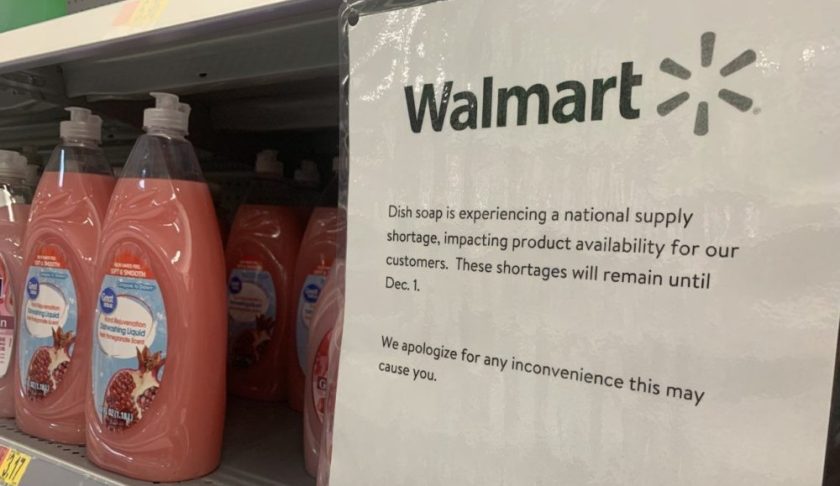 Walmart Supercenter at 14821 Six Mile Cypress Pkwy. informs customers of shortage on Monday, Oct. 28, 2019. (Credit: WINK News)