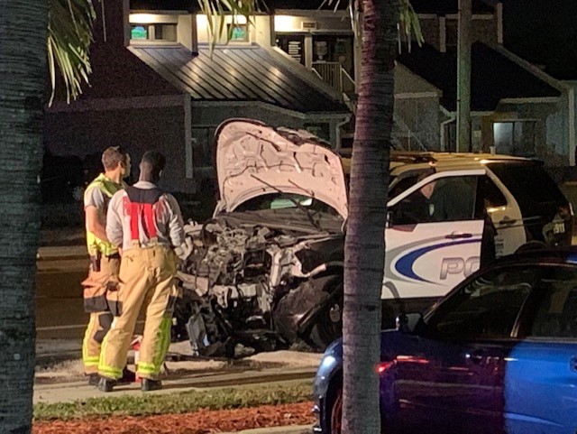 Cape Coral Police Dept. vehicle following a bad crash. (Credit: WINK News)