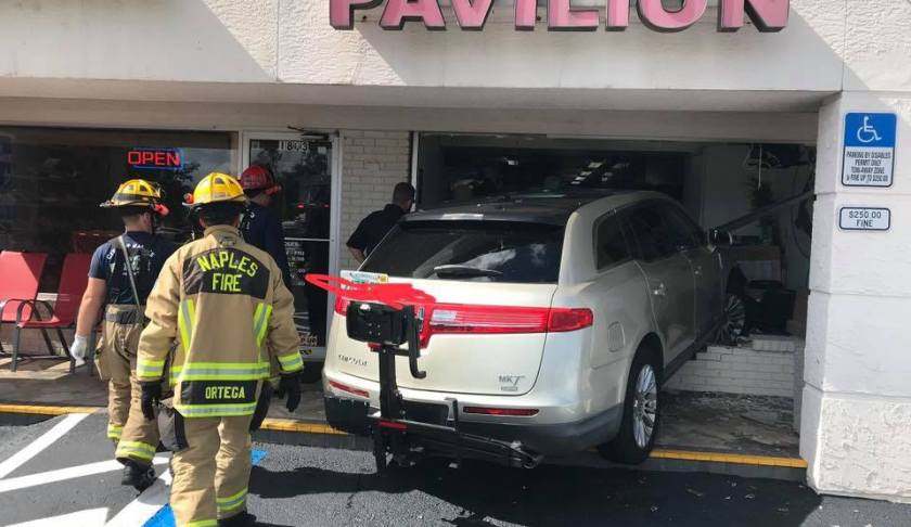 Car smashes into Panda Pavillion Chinese Restaurant on Thursday afternoon. (Credit: Naples Fire-Rescue Dept.)