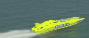 Geico boat speeds along at Waterfest. (Credit: WINK News)
