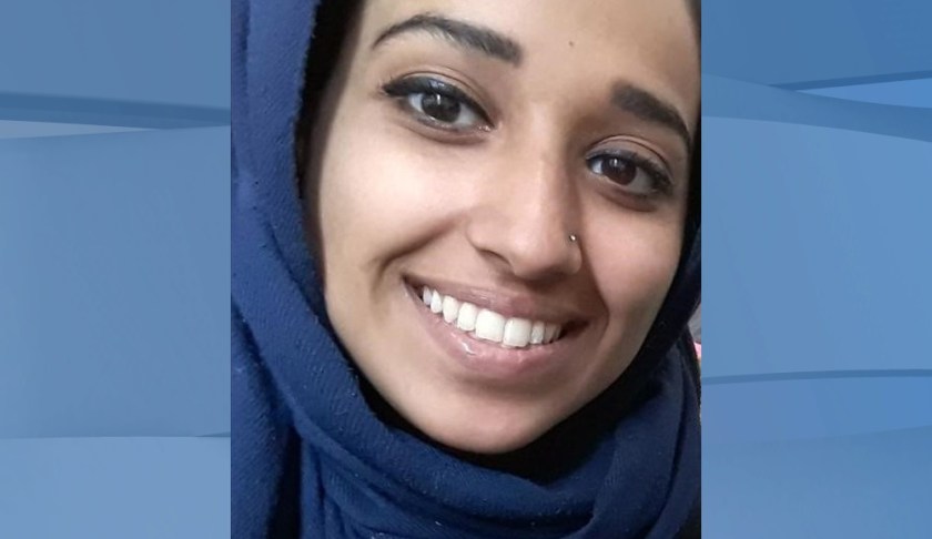 This undated image provided by attorney Hassan Shibly shows Hoda Muthana, an Alabama woman who left home to join the Islamic State after becoming radicalized online. Muthana realized she was wrong and now wants to return to the United States, Shibly, a lawyer for her family said Tuesday, Feb. 19, 2019. (Hoda Muthana/Attorney Hassan Shibly via AP)
