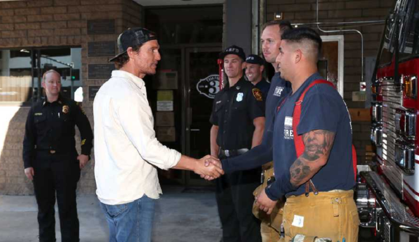 Matthew McConaughey and Operation BBQ Relief help on Nov. 1, 2019. (Credit: CNN via Getty Images)