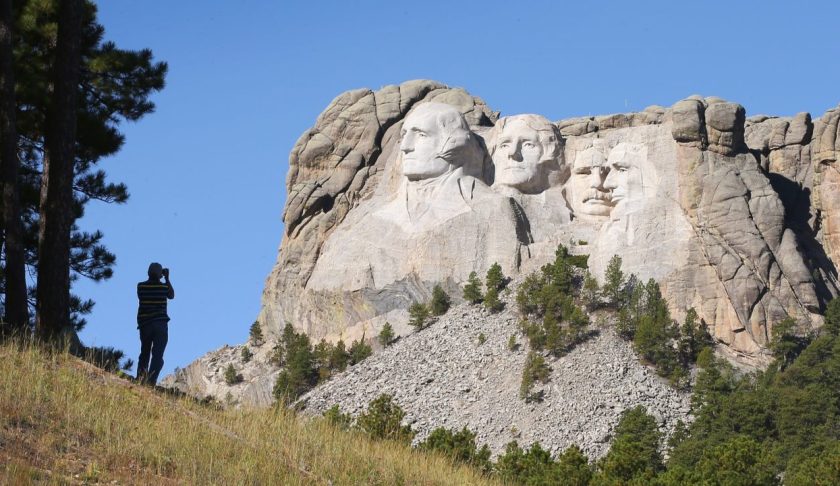 Almost 400 people worked to carve Mount Rushmore between 1927 and 1941. (Credit: Scott Olson/Getty Images)