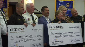 Among the winners of the Lee County Officer of the Year awards with checks allocate the prizes to their favorite charities. (Credit: WINK News)