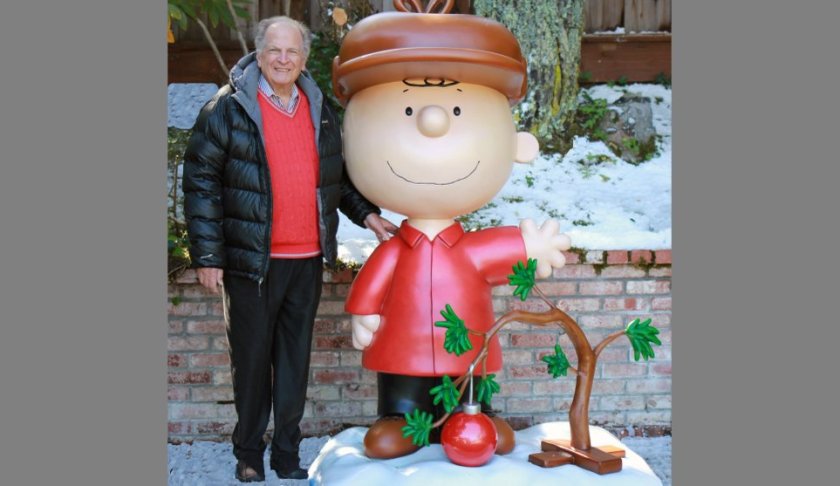 his 2015 photo provided by Jason Mendelson shows Lee Mendelson in Hillsborough, Calif. Lee Mendelson, the producer who changed the face of the holidays when he brought "A Charlie Brown Christmas" to television in 1965 and wrote the lyrics to its signature song, "Christmas Time Is Here," died on Christmas Day, Wednesday, Dec. 25, 2019. (Jason Mendelson via AP)