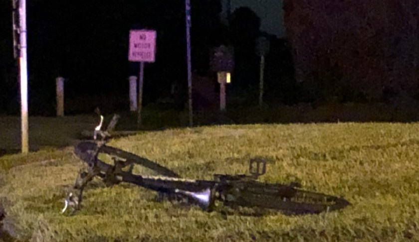 Photo showing the bicycle hit by a vehicle on Tuesday afternoon in Naples. (Credit: WINK News)