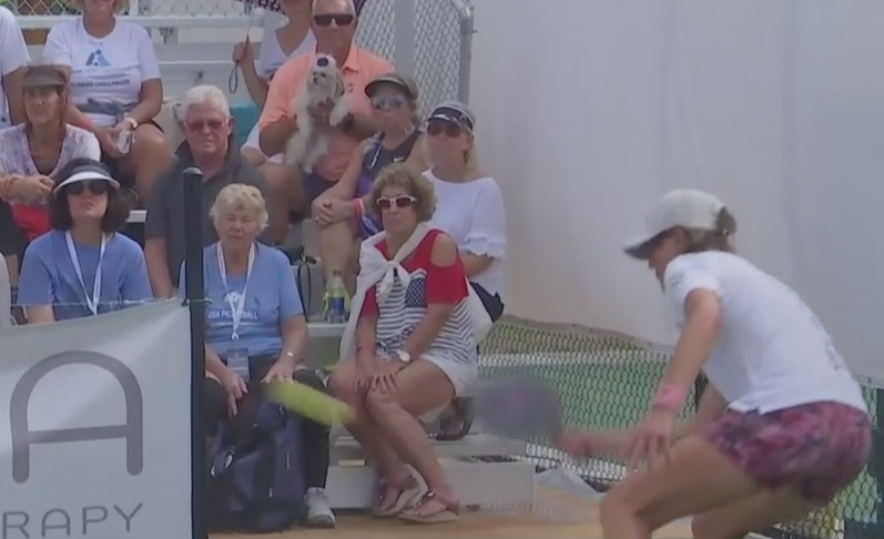 Pickleball star, Lucy Kovalova, who is from Slovakia and is seen here playing in the four day tournament in Punta Gorda. (Credit: WINK News)
