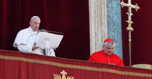 Pope Francis delivers the "Urbi et Orbi" 2019 Christmas Day message from the main balcony of St. Peter's Basilica at the Vatican. (Credit: Yara Nardi/Reuters via CBS News)