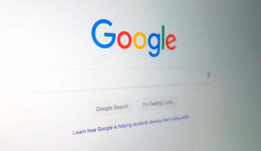 The Google logo is seen on a computer in this photo illustration in Washington, DC, on July 10, 2019. (Credit: ALASTAIR PIKE/AFP/Getty Images)