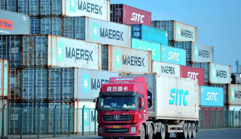 FILE: This photo taken on October 14, 2019 shows containers stacked at the port in Qingdao, in China's eastern Shandong province. (Photo by STR / AFP) / China OUT (Photo by STR/AFP via Getty Images)