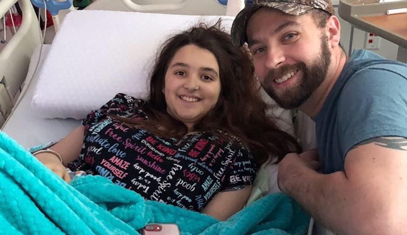 Chloe Cress with father, Shawn. After spending more than a year at St. Jude, Chloe will be making it home for Christmas. (Credit: Shawn Cress)