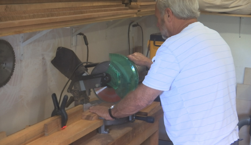 Jim Morgan was struck by a car in March 2014, resulting in him losing his vision, but not his passion for woodwork so he adapted and learned to make clocks with no vision. (Credit: WINK News)