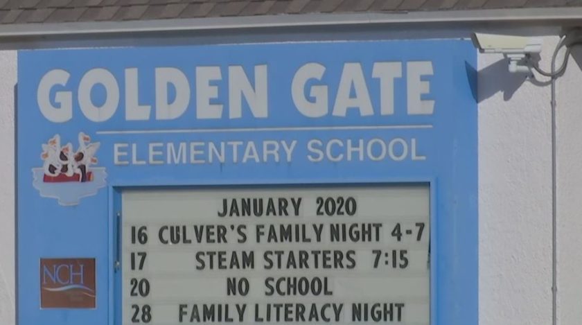 Sign outside of Golden Gate Elementary. (Credit: WINK News)