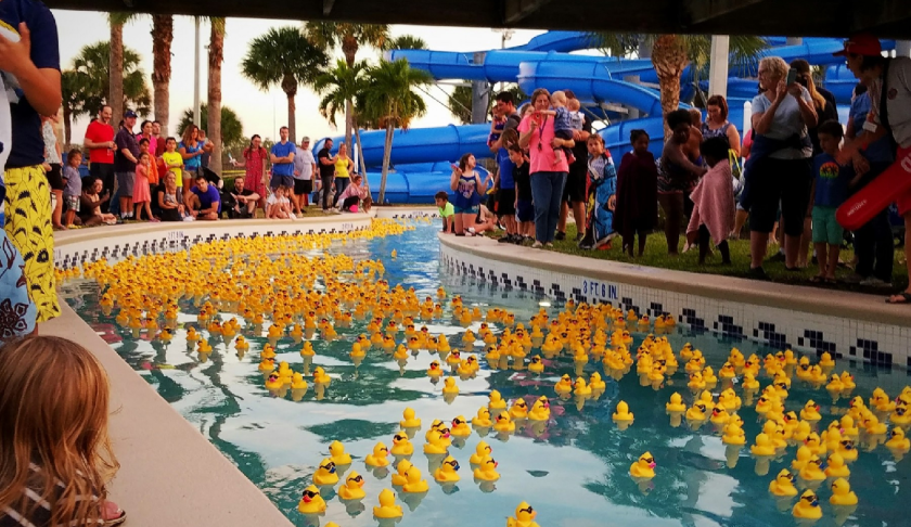 Ten thousand rubber ducks will be racing down the Sun-N-Fun Lagoon Lazy River in Naples on Saturday to raise money to prevent childhood drownings. (Credit: The Great Naples Duck Race)