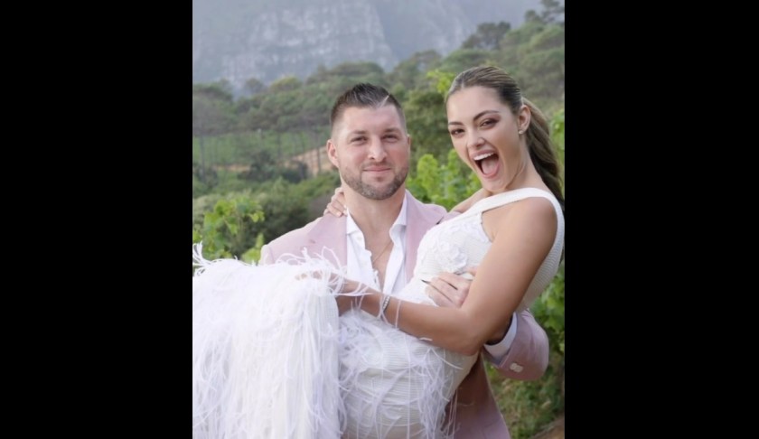 Tim Tebow and his wife exchanged vows in front of about 250 guests at a resort in the bride’s home country of South Africa. (Credit: Instagram)