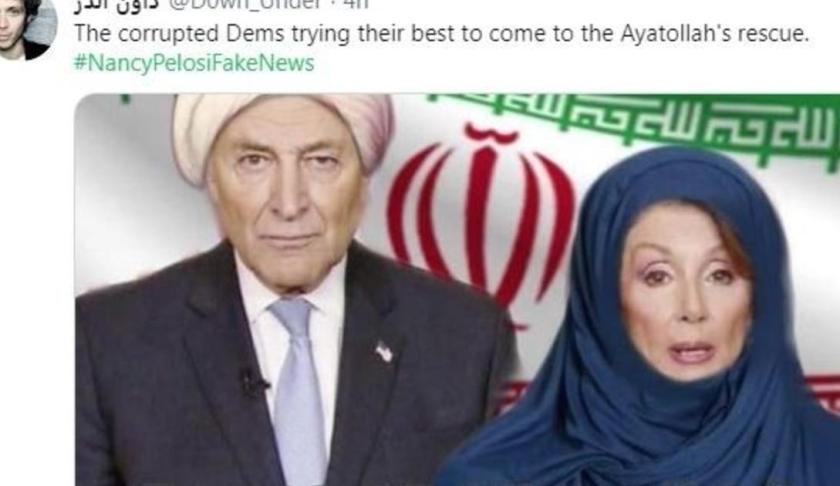 Trump retweets fake image of Nancy Pelosi and Chuck Schumer in front of Iranian flag. (Credit: CBS News)