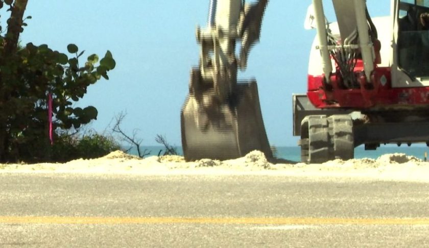 Construction on the road connecting Sanibel and Captiva island. (Credit: WINK News)