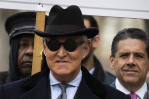 Roger Stone arrives at federal court in Washington, Thursday, Feb. 20, 2020. Roger Stone, a staunch ally of President Donald Trump, faces sentencing Thursday on his convictions for witness tampering and lying to Congress. (AP Photo/Manuel Balce Ceneta)