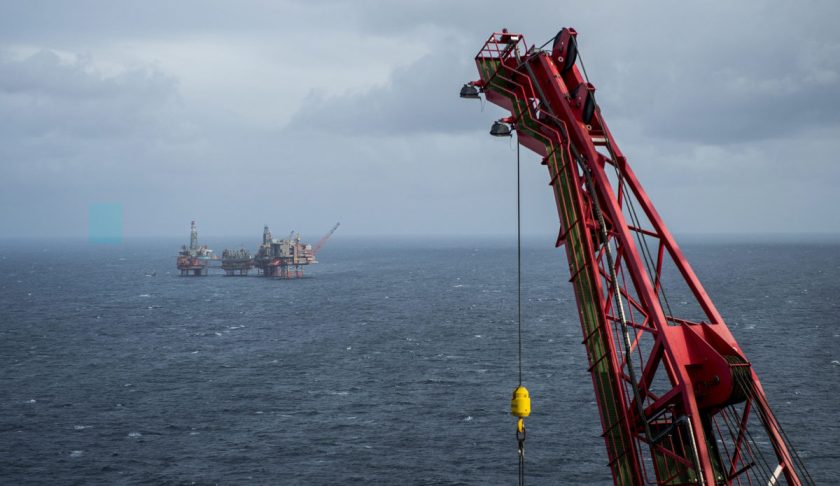 The Maersk Reacher rig, operated by Maersk Drilling Services A/S, stands in the Valhall field in the North Sea off the coast of Stavanger, Norway, on Wednesday, Oct. 9, 2019. The boss of Maersk Drilling is in no rush to make acquisitions because he believes a rout in equity prices for offshore drillers has further to go. (Photographer: Carina Johansen/Bloomberg via Getty Images)