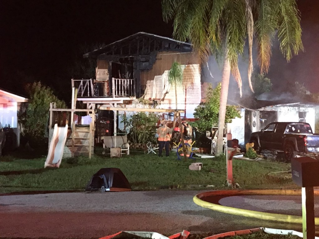 House destroyed by fire in North Fort Myers, family displaced