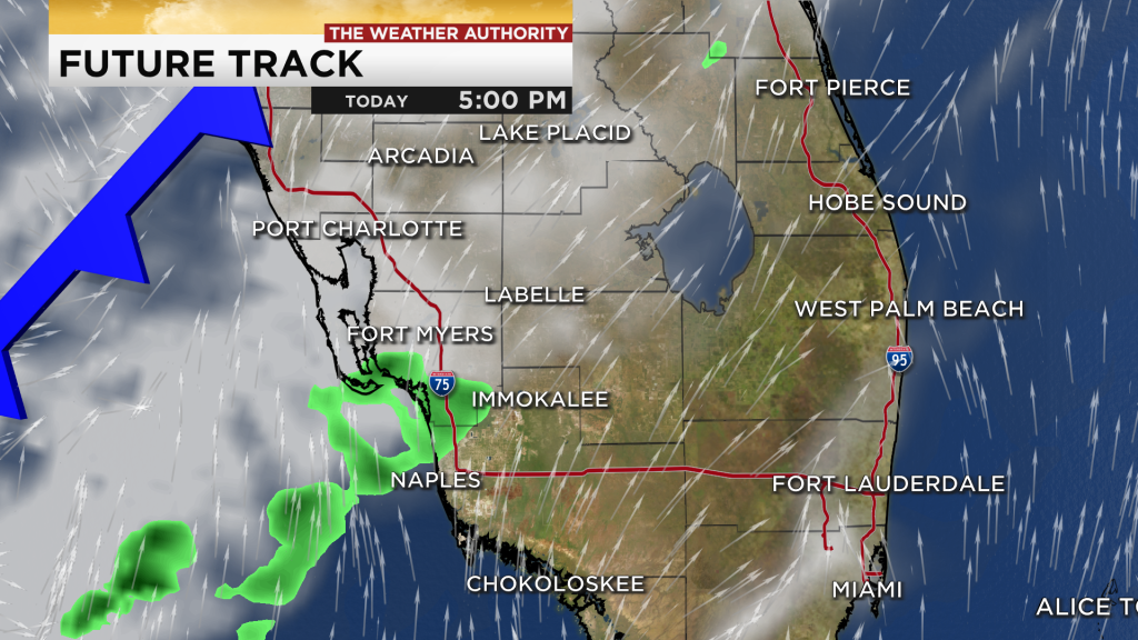 Spotty afternoon rain expected ahead of weak cold front