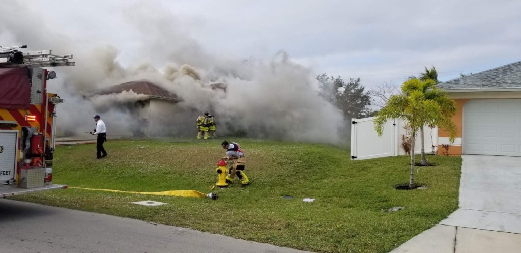 Fire destroys Cape Coral home; 1 person taken to hospital