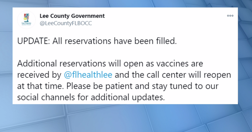 Clogged phone lines, frustration mar Lee County’s new vaccine reservation system