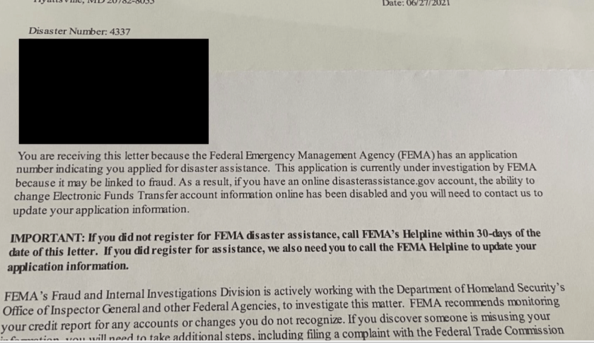FEMA letter