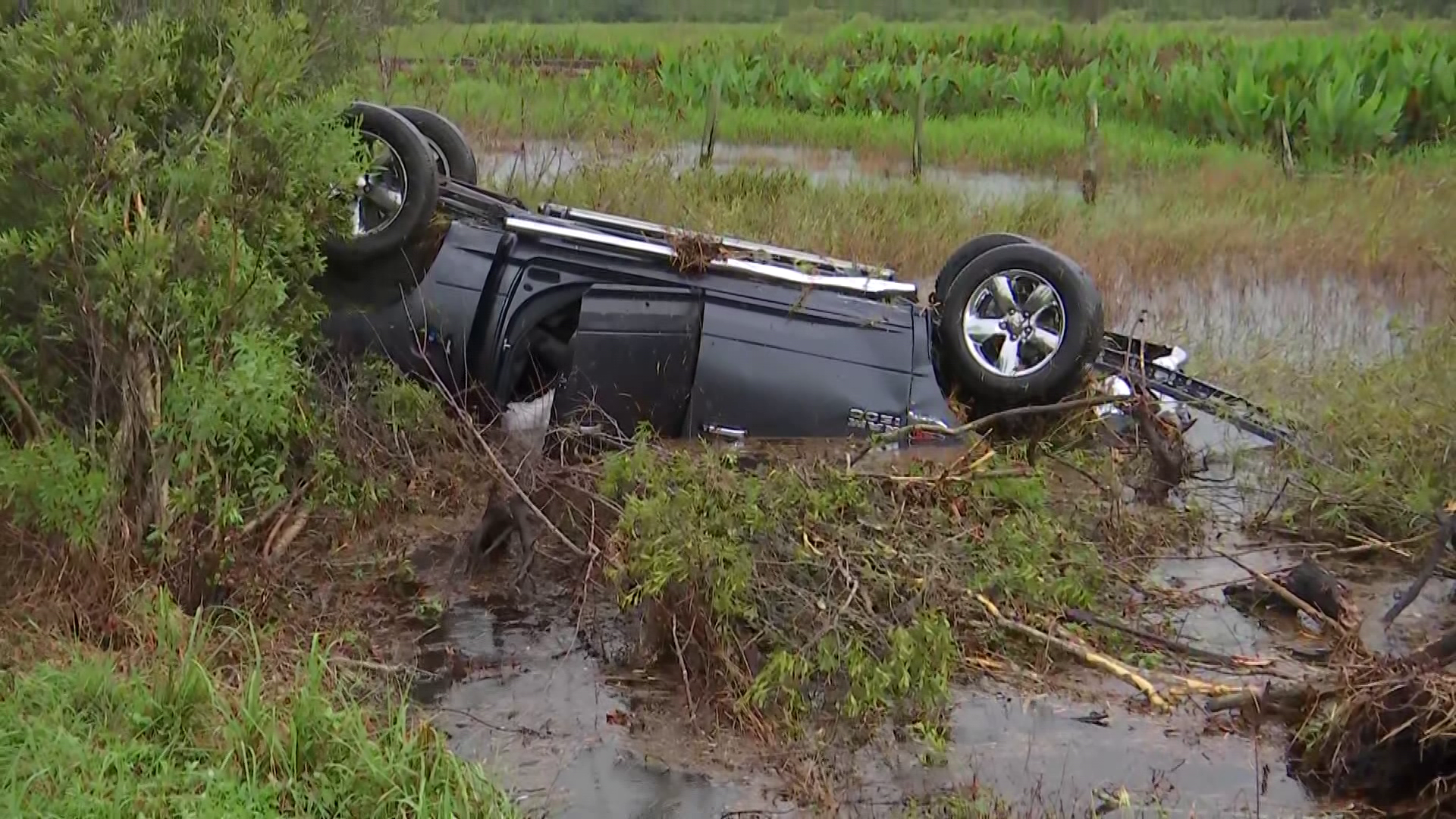 Woman Survives After Vehicle Hydroplanes And Flips Into Canal Due To ...